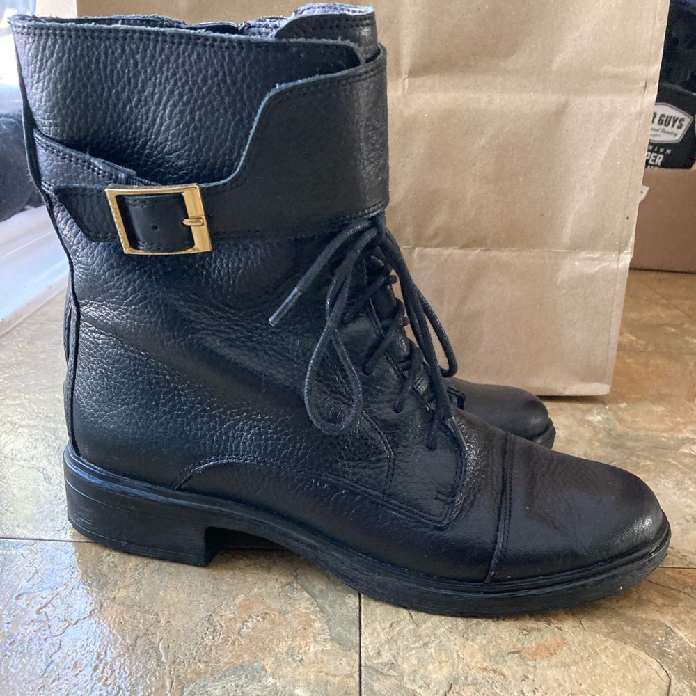 Vince Camuto Black Leather Women's combat Boots size 8